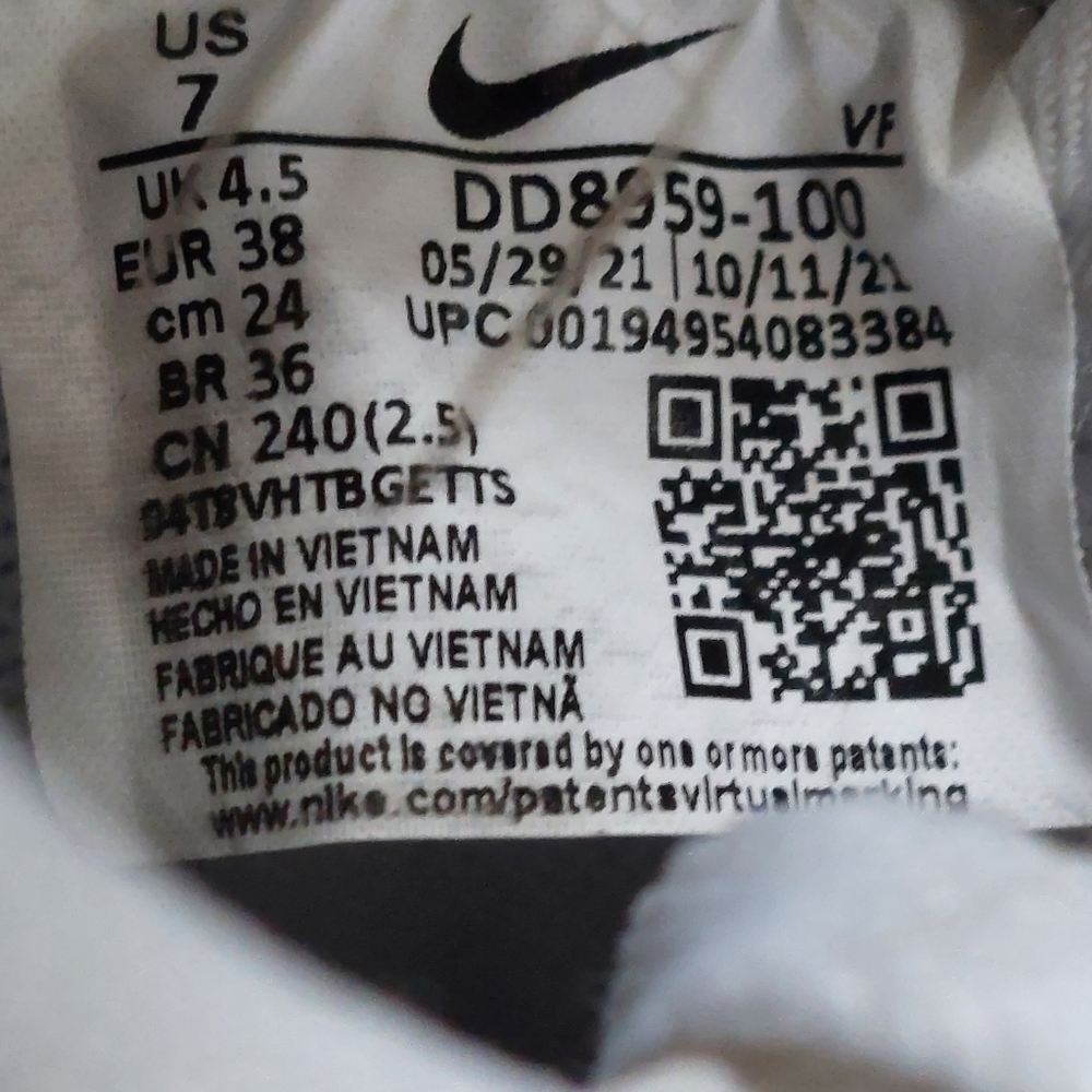 Nike Air Force 1 Low White DD8959-100 W~Size 7 - Picture 13 of 13